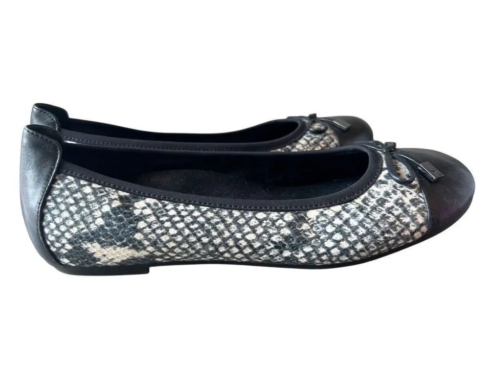 Vionic Women's Sz 7.5 Ballet Flats Minna Boa Snake Print work career comfy EUC